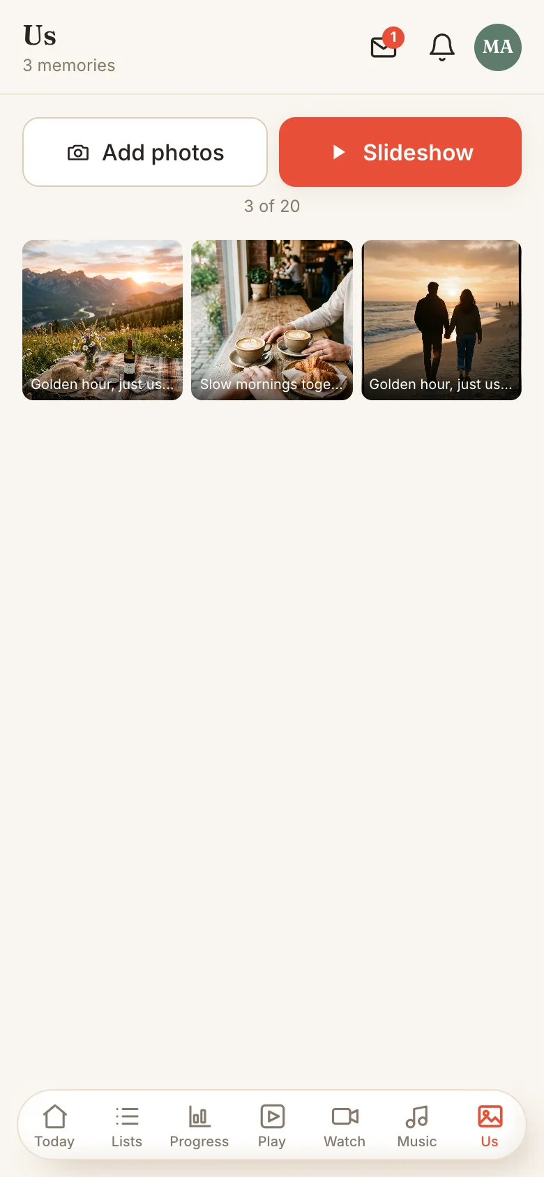 Tandem memories photo grid