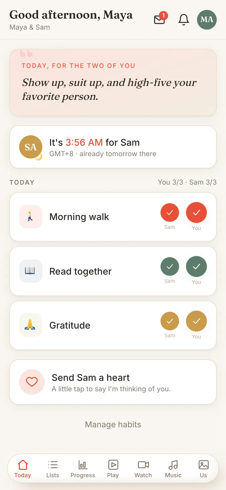 Tandem, your shared day at a glance